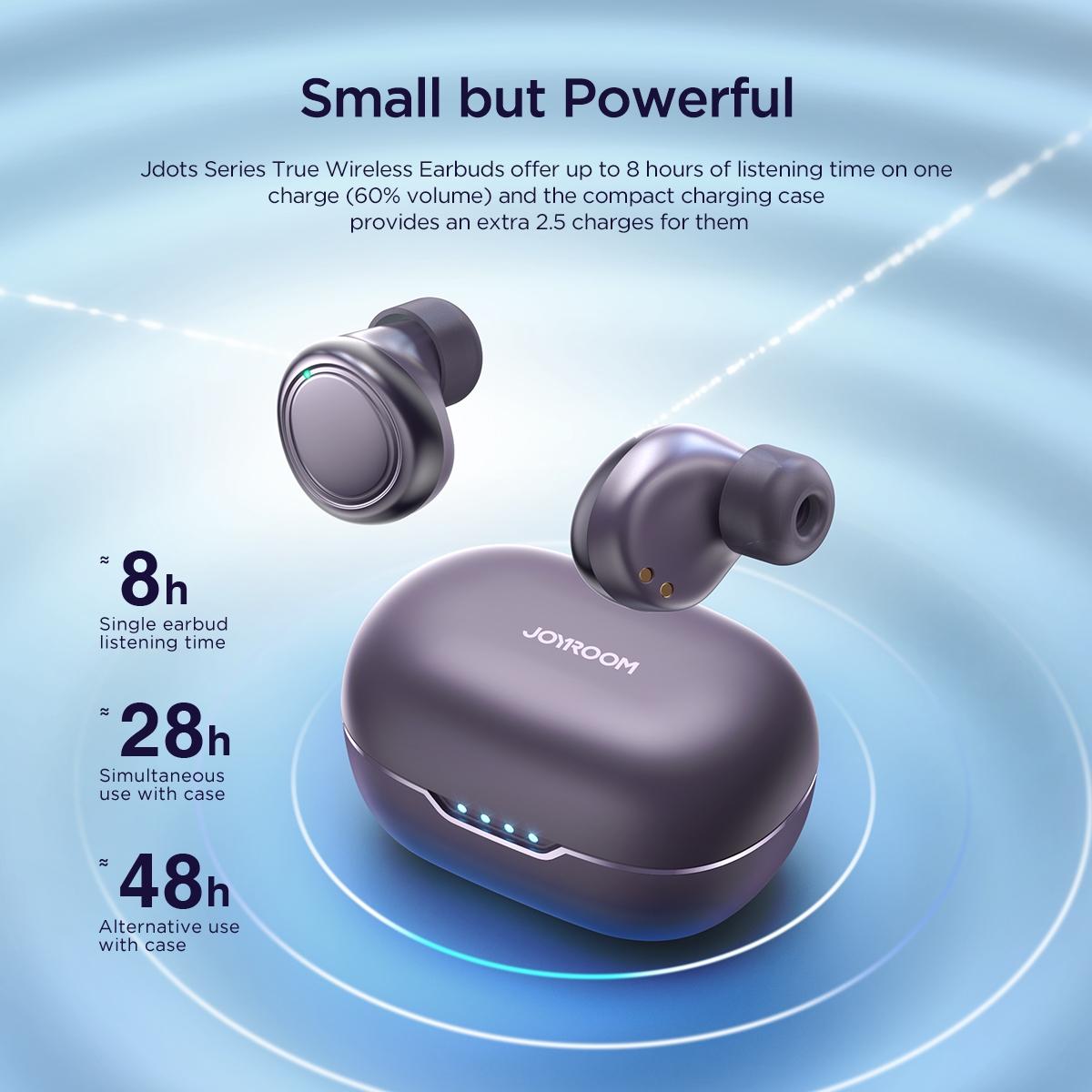 Jdots JR-DB1 Series True Wireless Bluetooth Earphones – Black, TWS In-Ear Earbuds with Mic for Music & Calls