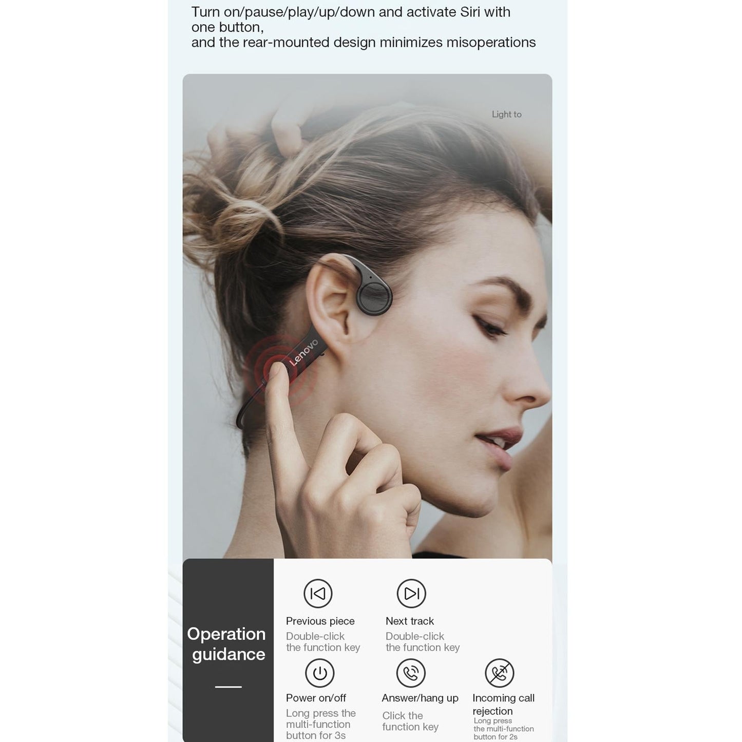 Waterproof Bone Conduction Bluetooth Earphones – Open-Ear Wireless Headphones – Black