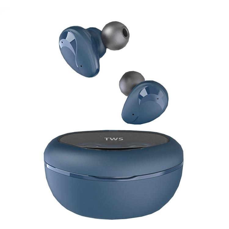 Mini Wireless Bluetooth Headset with Power Display – Blue, Compact Design, Clear Audio