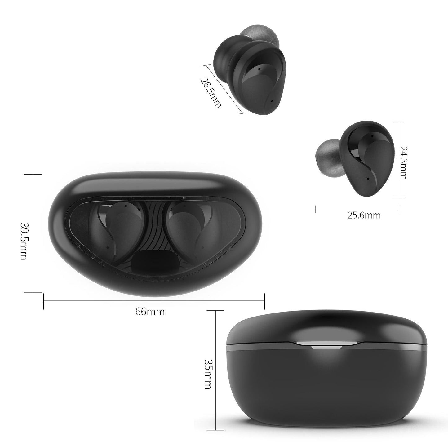 Mini Wireless Bluetooth Headset with Power Display – Blue, Compact Design, Clear Audio