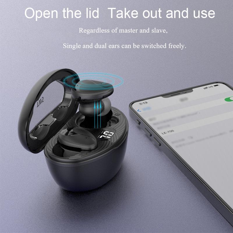 Mini Wireless Bluetooth Headset with Power Display – Blue, Compact Design, Clear Audio