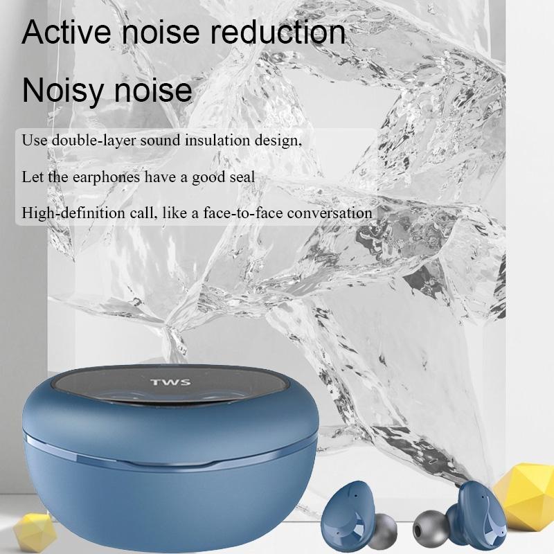Mini Wireless Bluetooth Headset with Power Display – Blue, Compact Design, Clear Audio