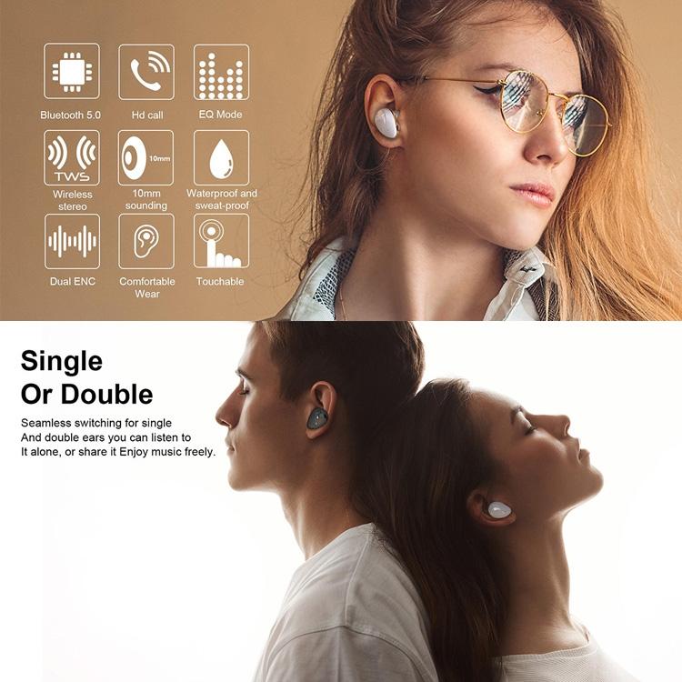 Mini Wireless Bluetooth Headset with Power Display – Blue, Compact Design, Clear Audio