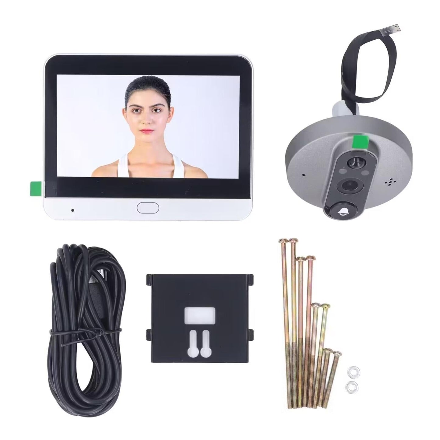 4.3-Inch Color Screen WiFi Smart Cat Eye Video Doorbell – 1080P Hidden Camera, Graffiti Style, Black