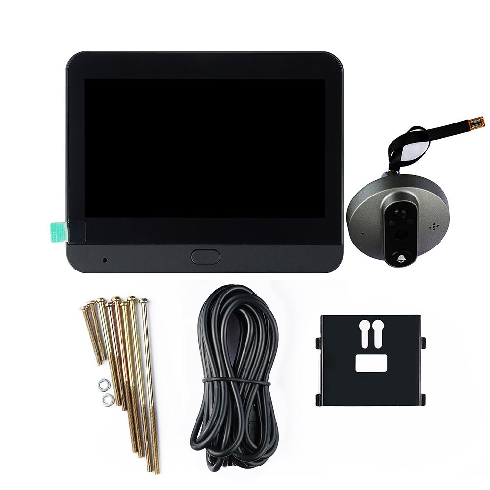 4.3-Inch Color Screen WiFi Smart Cat Eye Video Doorbell – 1080P Hidden Camera, Graffiti Style, Black