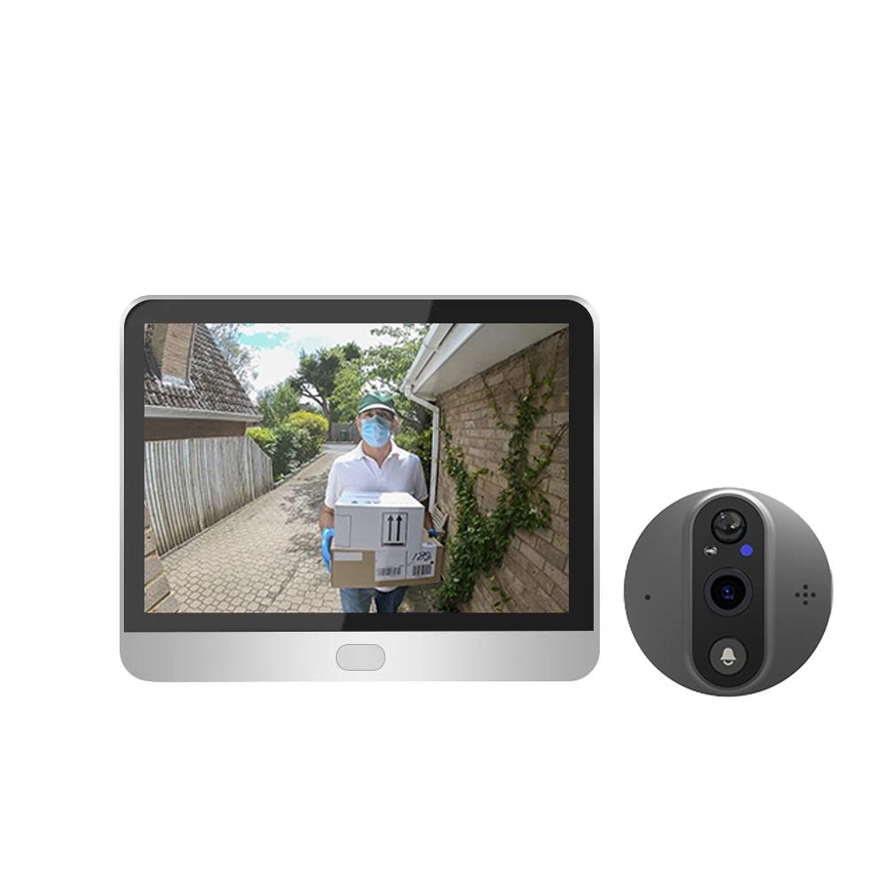 4.3-Inch Color Screen WiFi Smart Cat Eye Video Doorbell – 1080P Hidden Camera, Graffiti Style, Black