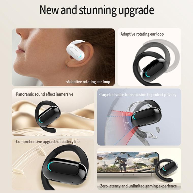 Rotatable Bluetooth Sports Earphones with Noise Reduction – Pure Black