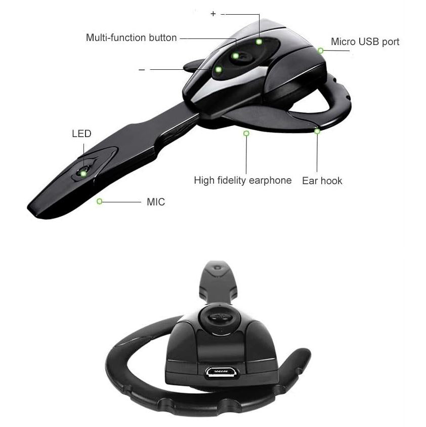 Business Bluetooth 5.0 Earphone – Hanging Ear Hook Design, Hands-Free Calling – Black