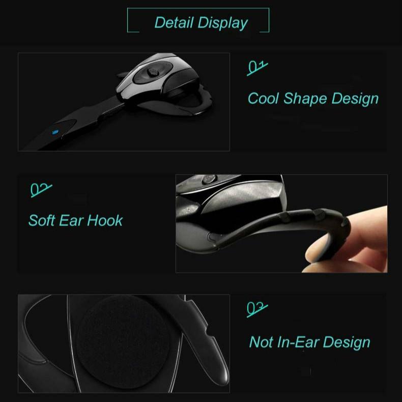 Business Bluetooth 5.0 Earphone – Hanging Ear Hook Design, Hands-Free Calling – Black