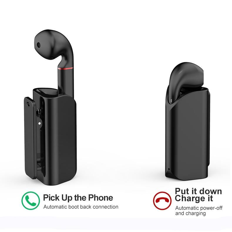 Mini Wireless Bluetooth Car Earphone with Mic – Business Driving, Black