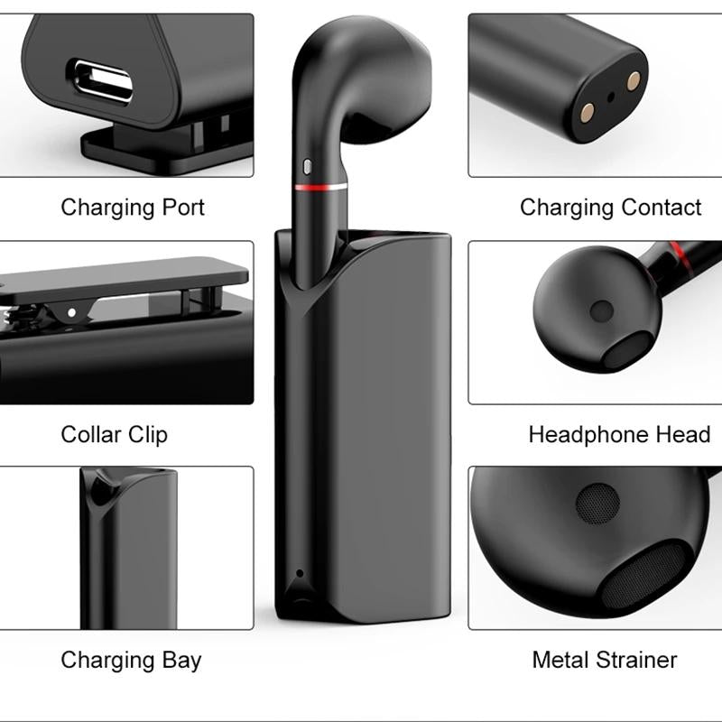 Mini Wireless Bluetooth Car Earphone with Mic – Business Driving, Black