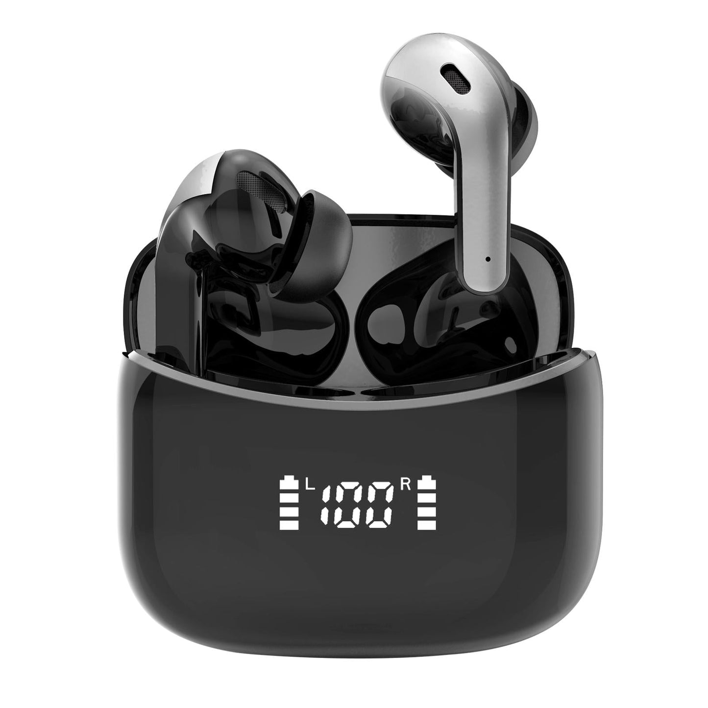 Black Wireless Bluetooth Earphone with Touch Display – TWS In-Ear Headphones with Charging Case