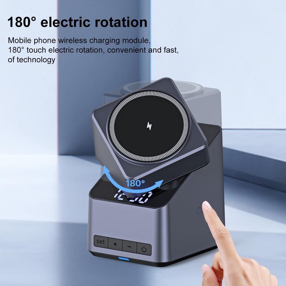 180° Rotating 4-in-1 Magnetic Wireless Charger – Grey | Foldable Fast Qi Charging Station for Multiple Devices