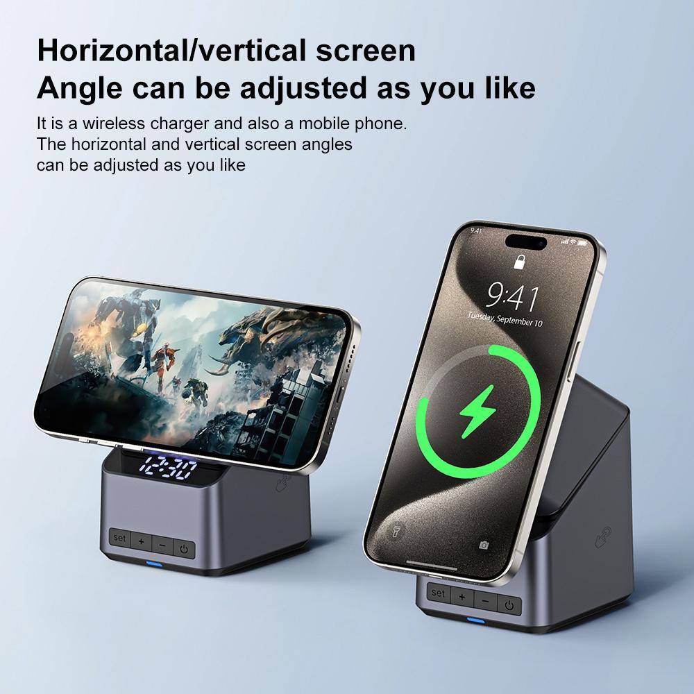 180° Rotating 4-in-1 Magnetic Wireless Charger – Grey | Foldable Fast Qi Charging Station for Multiple Devices