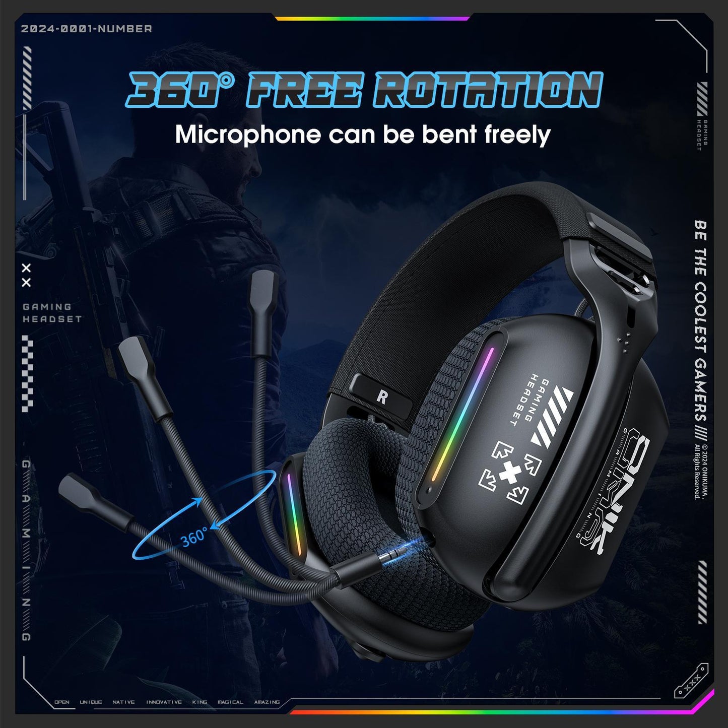 Tri-Mode Bluetooth Gaming Headset – Black, Wireless/Wired/2.4GHz, Noise Cancelling Mic, Multi-Platform Compatible