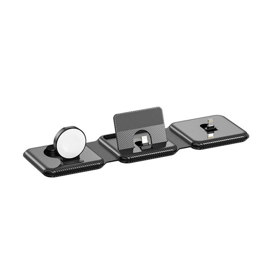 3-in-1 Wireless Charging Station for Apple Watch, iPhone & AirPods – Fast Charger Dock – Black