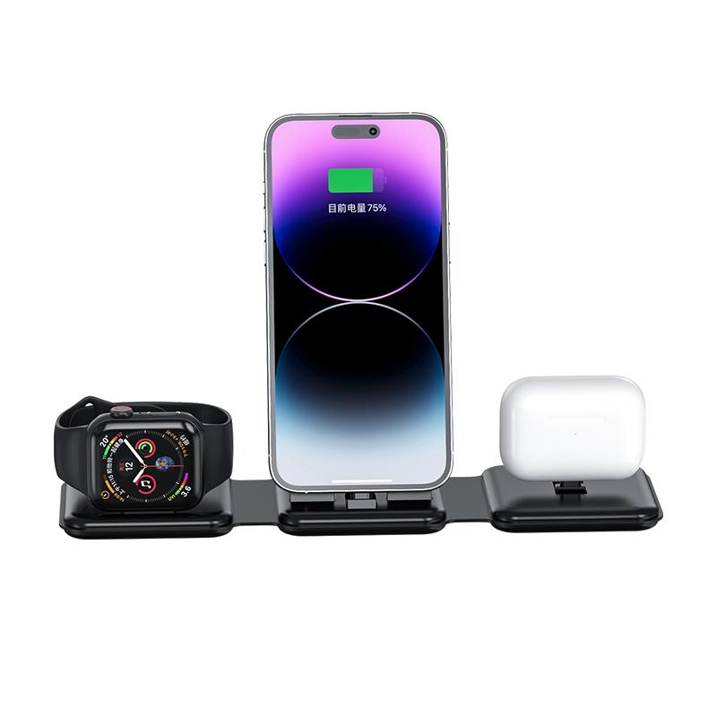 3-in-1 Wireless Charging Station for Apple Watch, iPhone & AirPods – Fast Charger Dock – Black