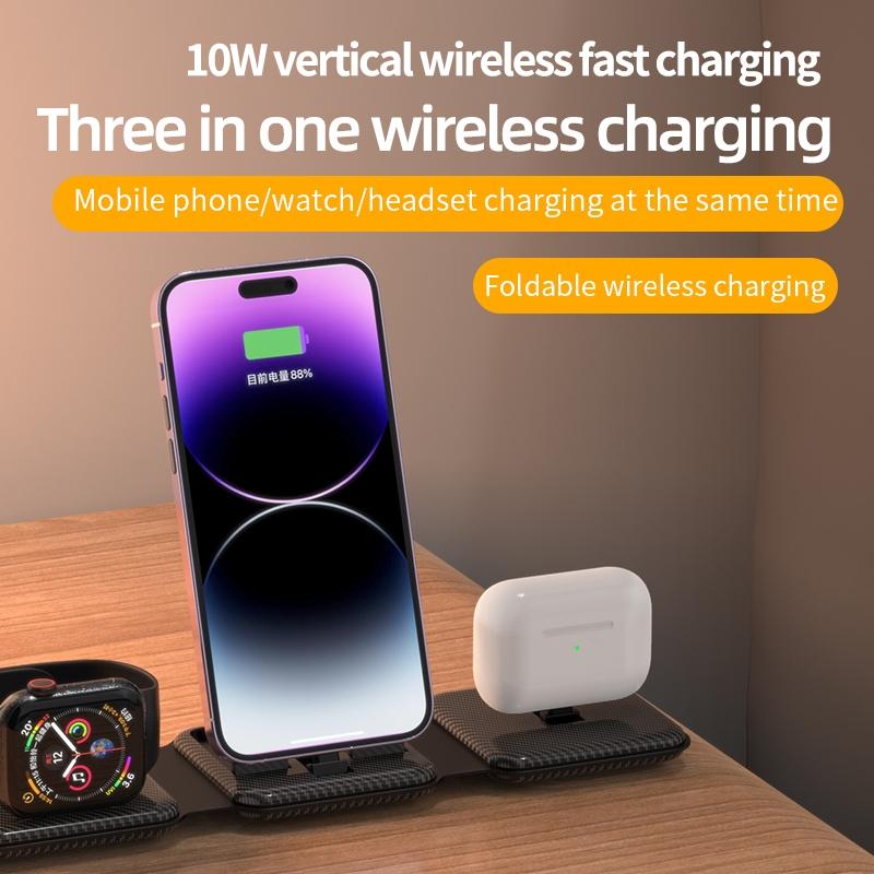 3-in-1 Wireless Charging Station for Apple Watch, iPhone & AirPods – Fast Charger Dock – Black