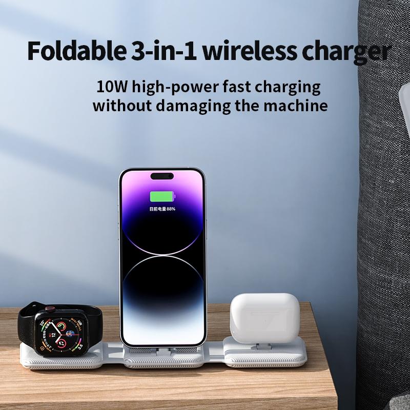 3-in-1 Wireless Charging Station for Apple Watch, iPhone & AirPods – Fast Charger Dock – Black