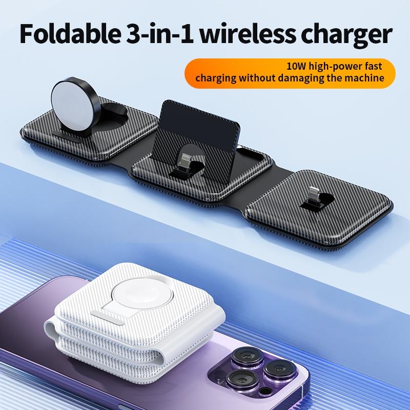 3-in-1 Wireless Charging Station for Apple Watch, iPhone & AirPods – Fast Charger Dock – Black