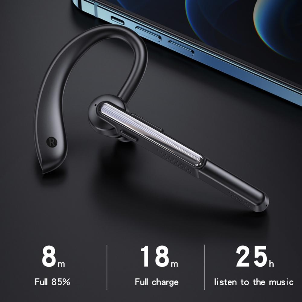 Wireless Bluetooth Earphone with Noise Cancelling & Mic – In-Ear Mono Headset for Calls, Black
