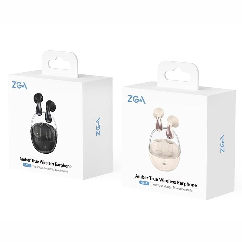 Amber True Wireless Bluetooth Earphones – ZGA GS11, Noise Cancelling, Stereo Sound, Black
