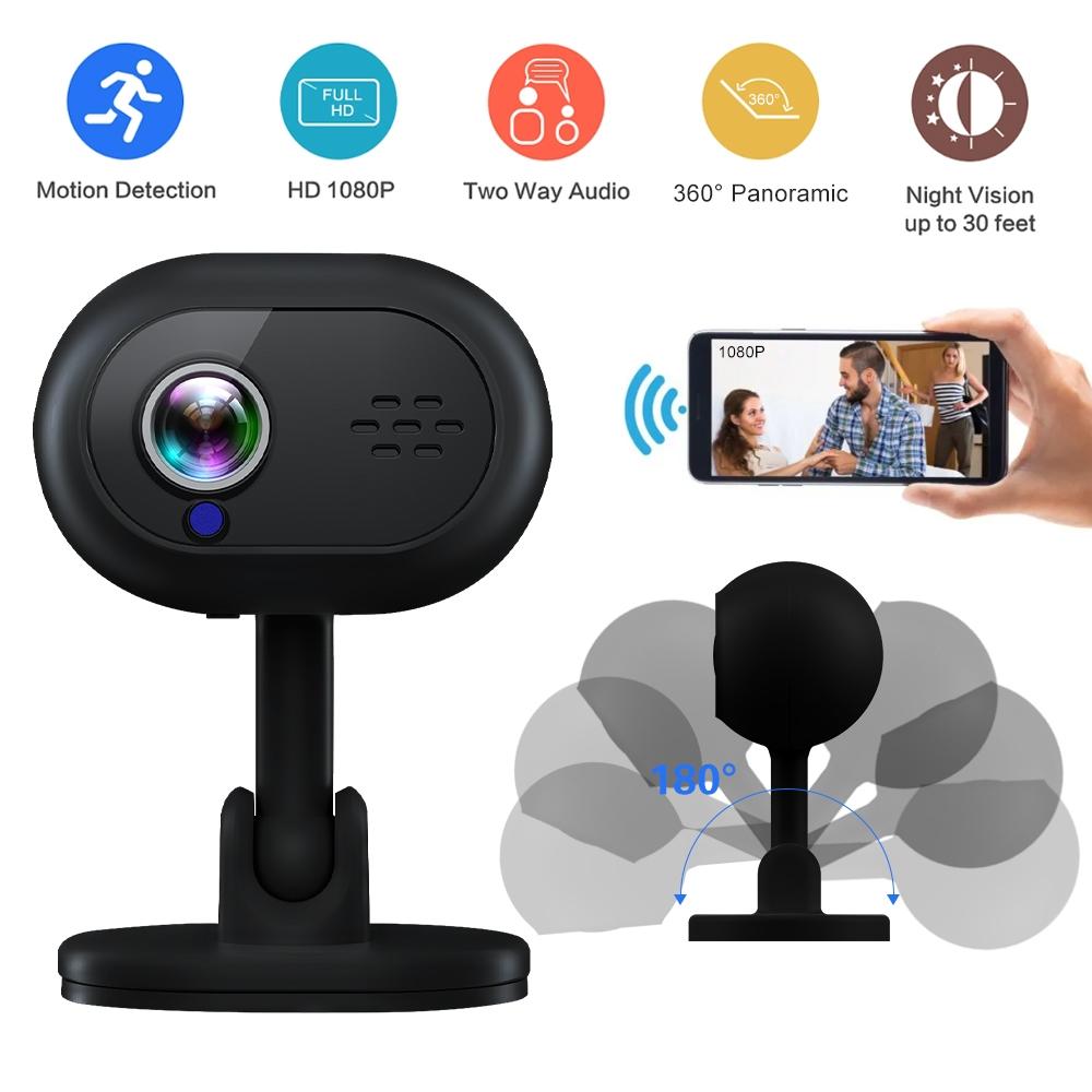 Wireless Mini WiFi Camera – Night Vision, HD Video, Motion Detection, Portable Security Cam – Black