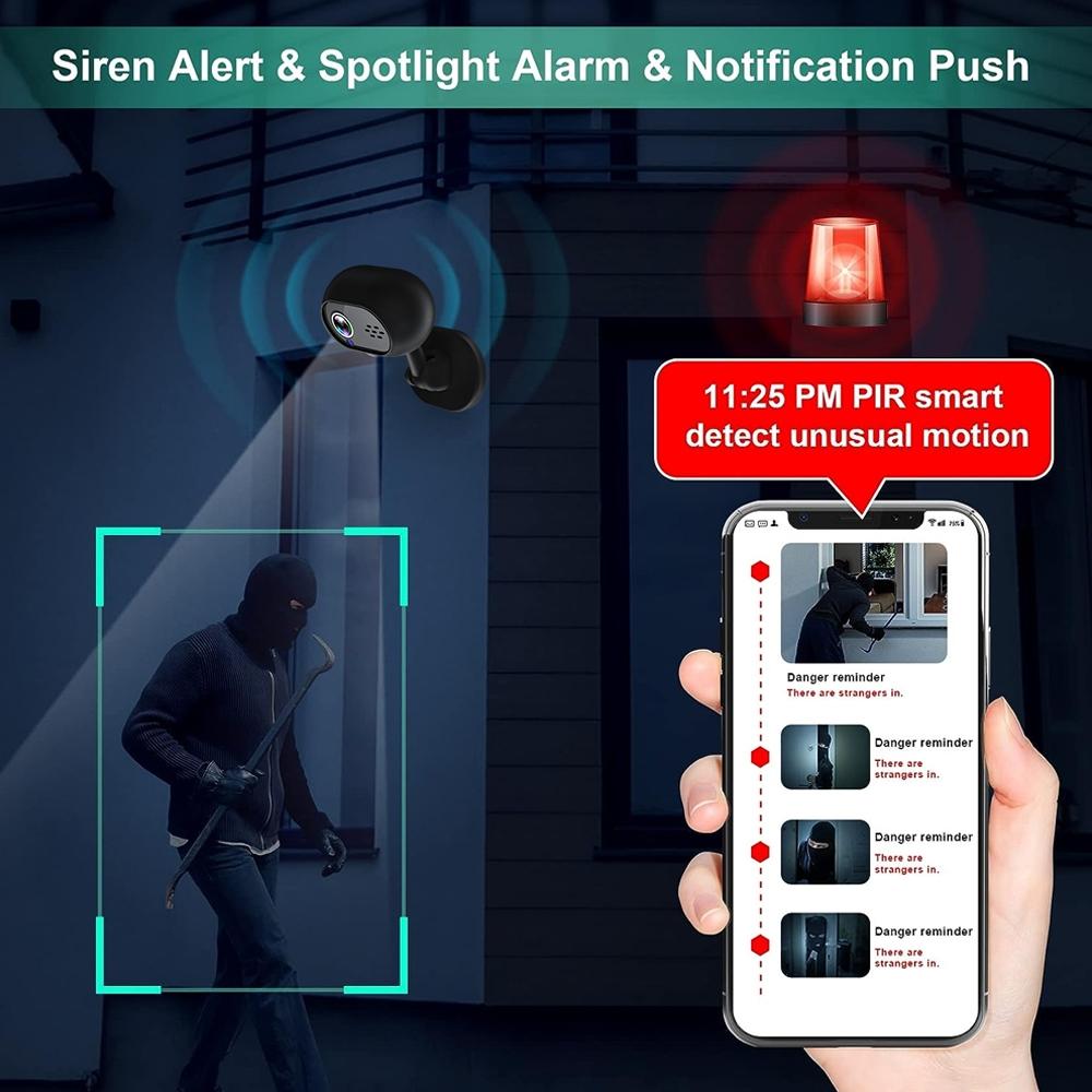 Wireless Mini WiFi Camera – Night Vision, HD Video, Motion Detection, Portable Security Cam – Black
