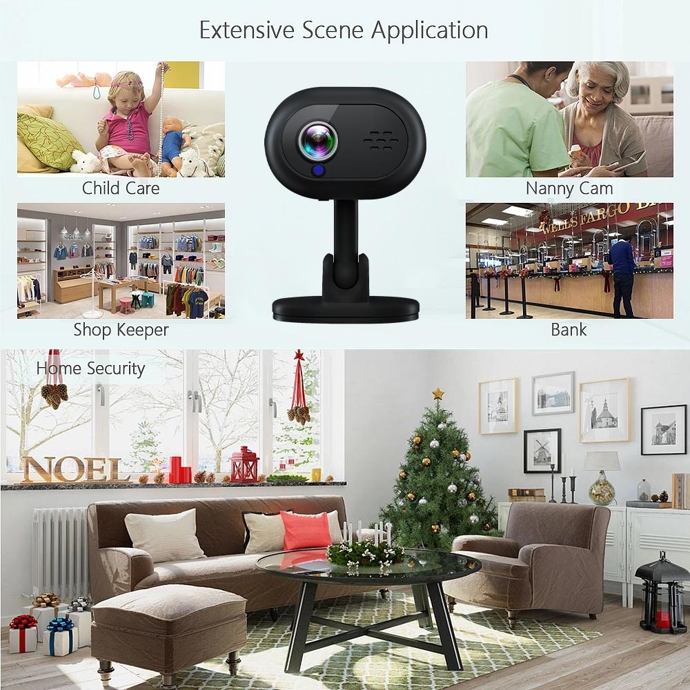Wireless Mini WiFi Camera – Night Vision, HD Video, Motion Detection, Portable Security Cam – Black