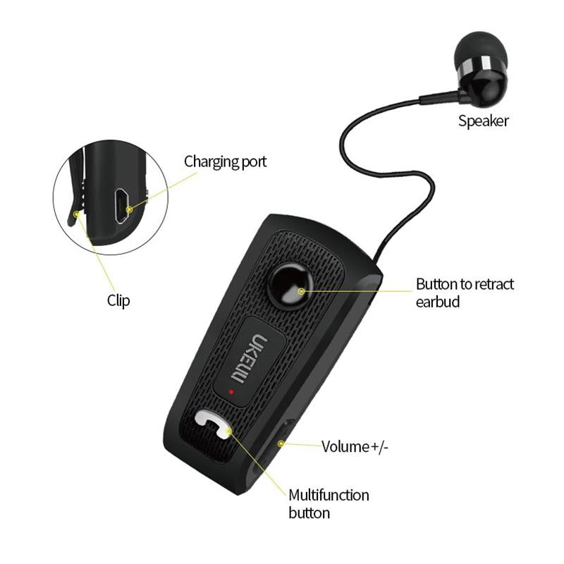 UK-E20 Wireless Noise-Cancelling Earbuds with Vibration – Black, In-Ear Bluetooth Earphones for Music & Calls