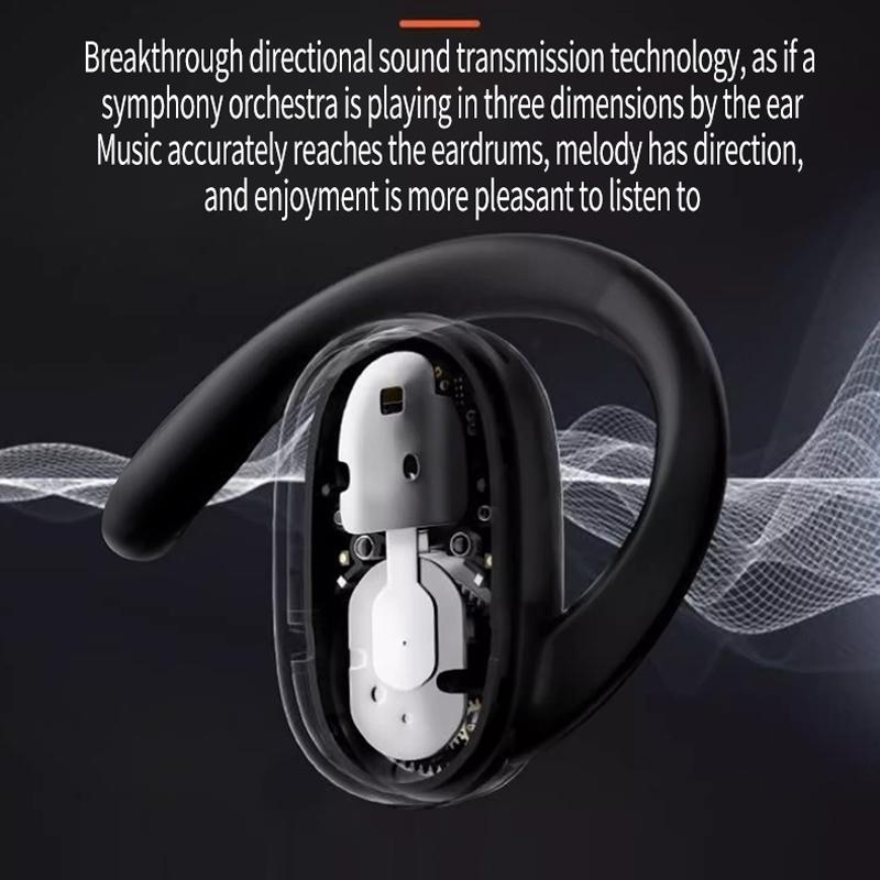 Wireless Stereo Earphones with Charging Case – Secure Hanging Ear Design, HiFi Sound, Long Battery – Black