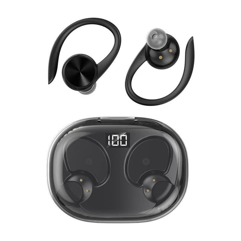 Wireless Earphones with Digital Display & Charging Case – Bluetooth In-Ear, Black