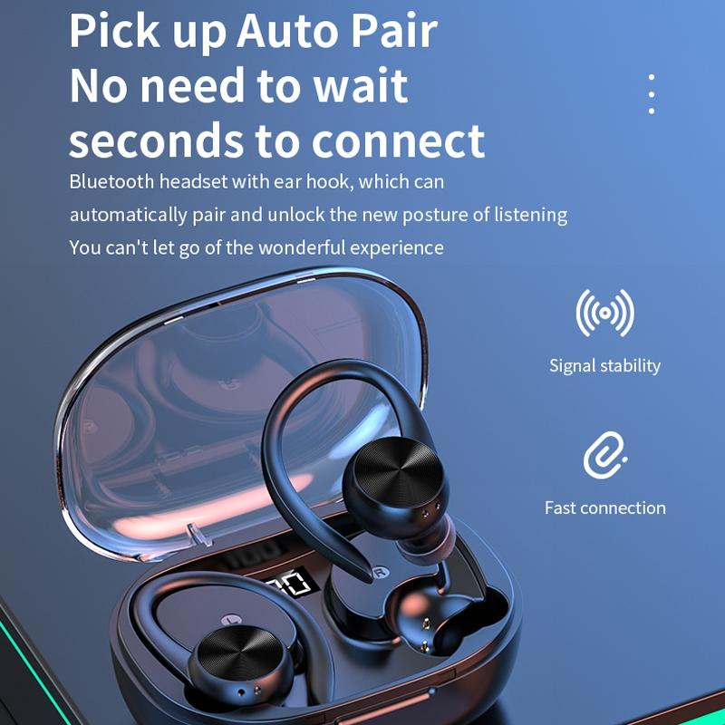 Wireless Earphones with Digital Display & Charging Case – Bluetooth In-Ear, Black
