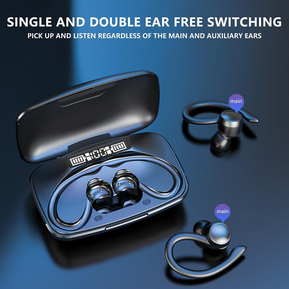 LED Bluetooth Earphones with Noise Reduction & Power Bank Function – Wireless In-Ear, Black