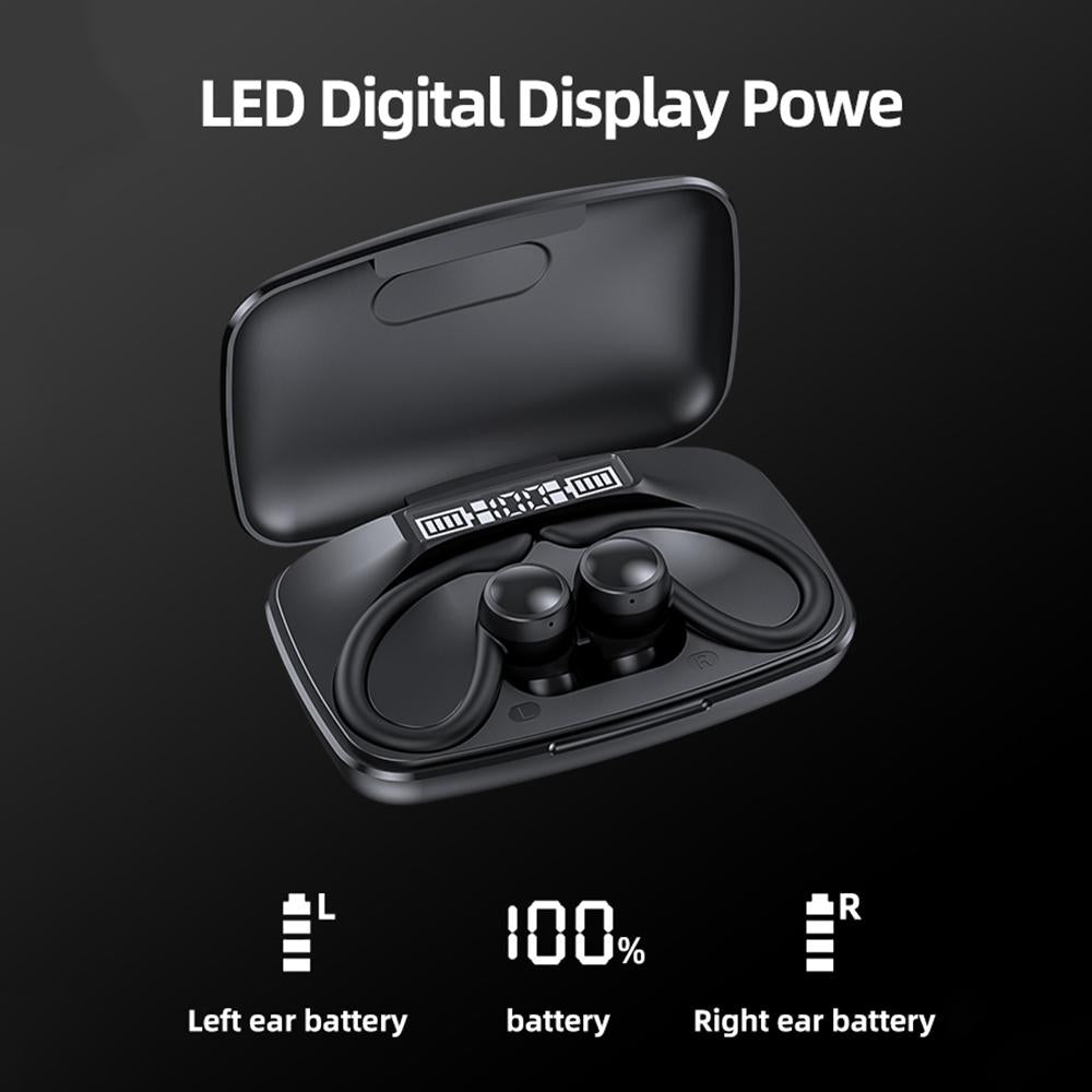 LED Bluetooth Earphones with Noise Reduction & Power Bank Function – Wireless In-Ear, Black