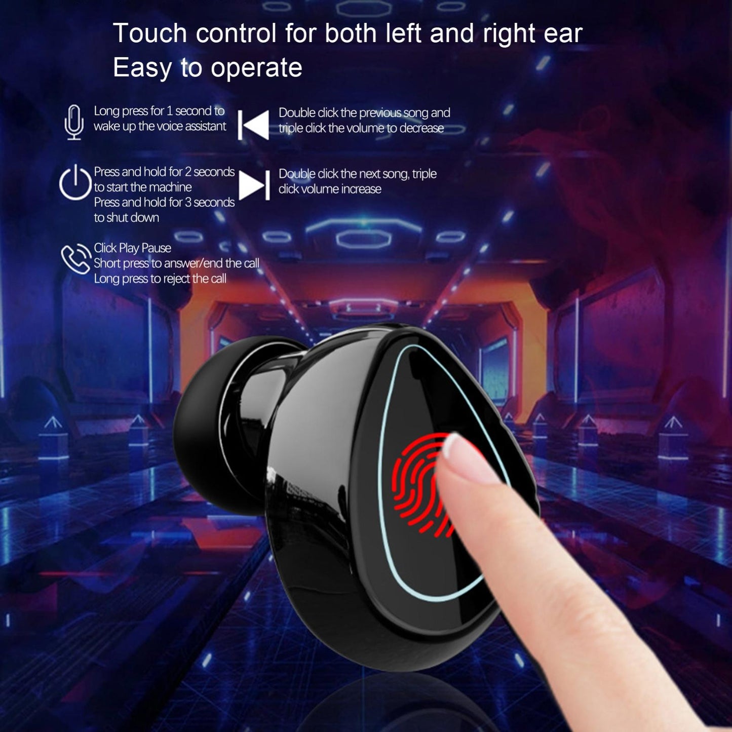 Mini Bluetooth Headset with Charging Bin & Digital Battery Display – Compact Wireless Earbud – Black