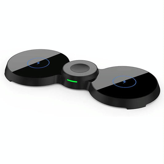 15W 3-in-1 Magnetic Wireless Charger for Phone, Watch & AirPods – Black | Fast Qi Charging Stand