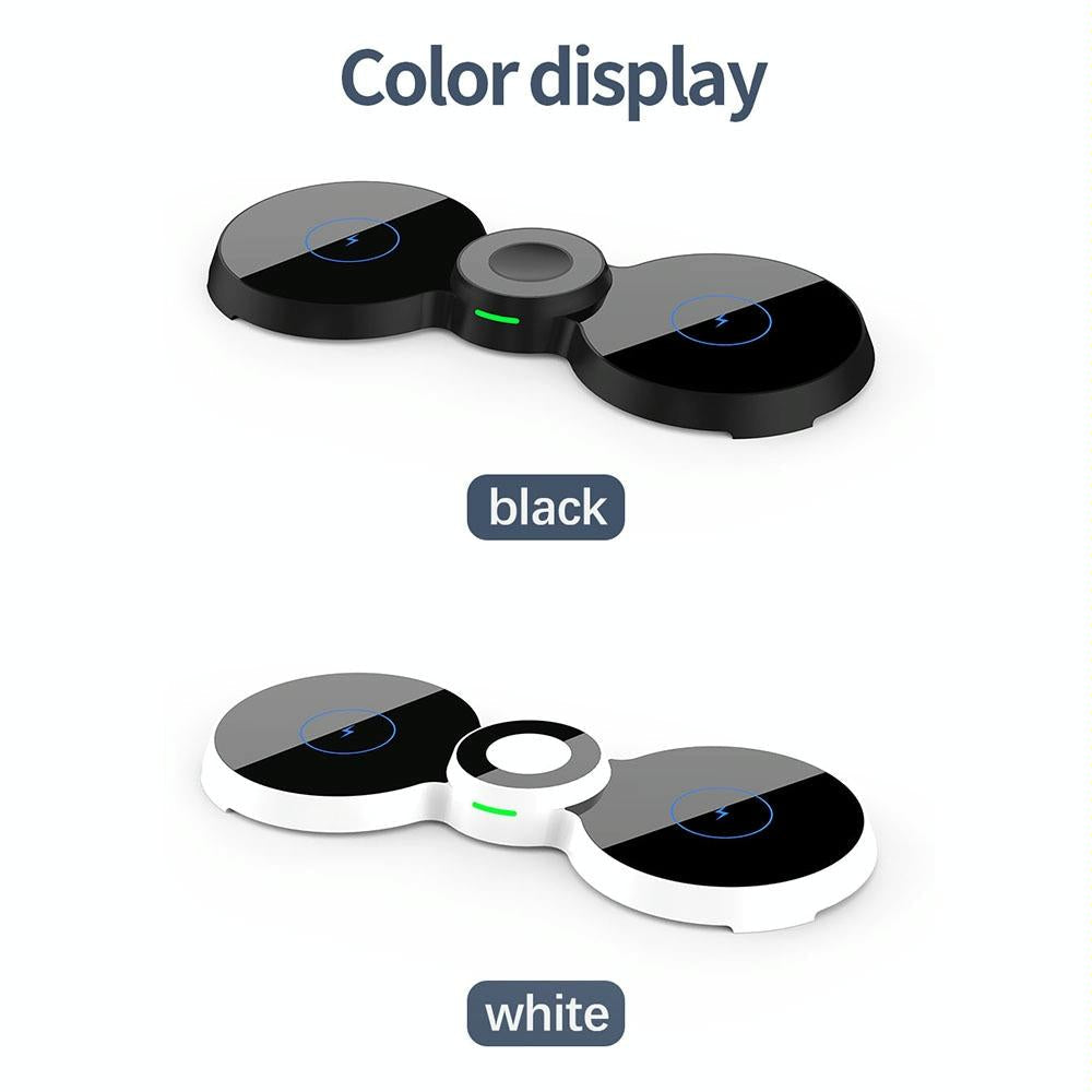 15W 3-in-1 Magnetic Wireless Charger for Phone, Watch & AirPods – Black | Fast Qi Charging Stand