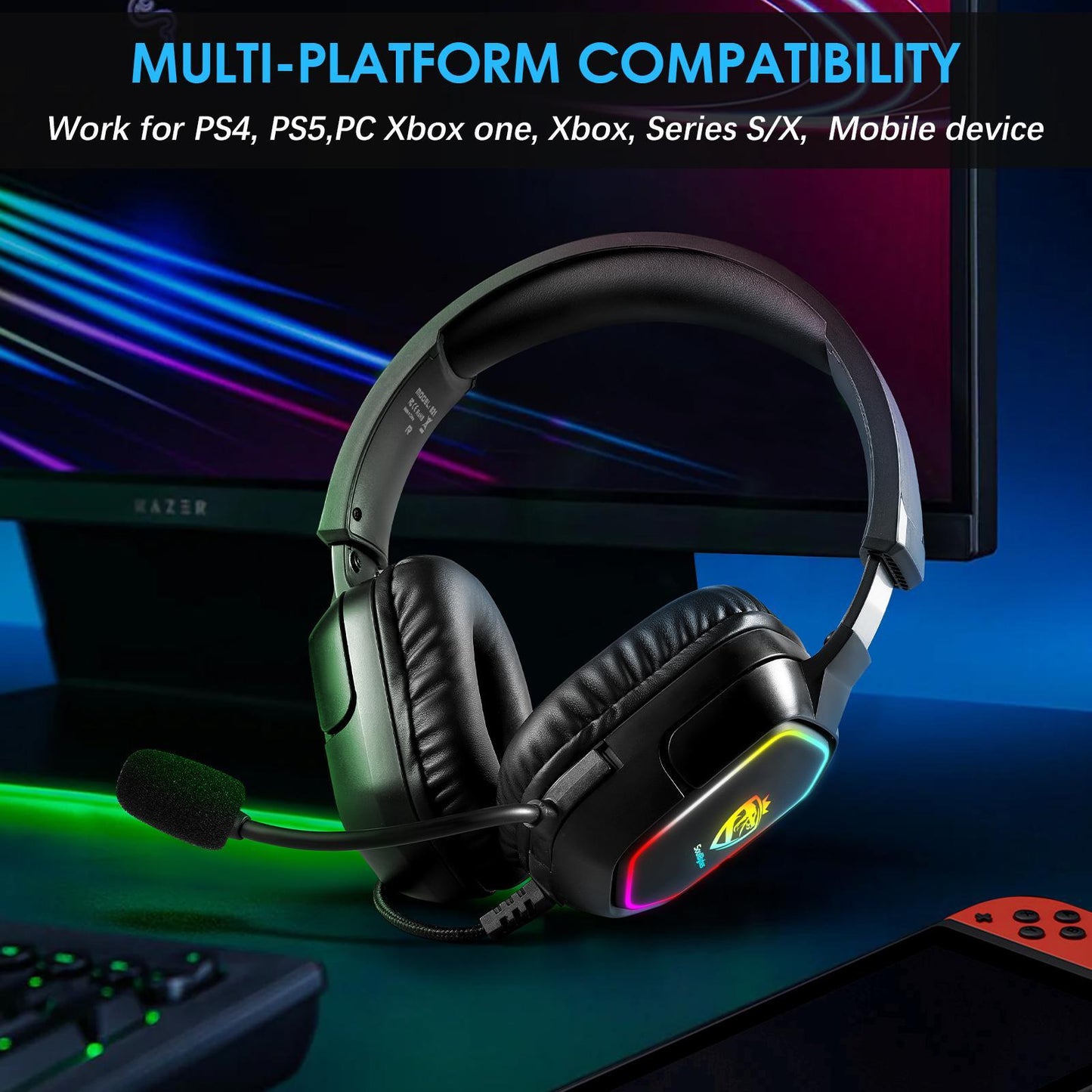 Lightweight Memory Foam Headset with Mic – 2m Cable, Comfortable Fit, Black