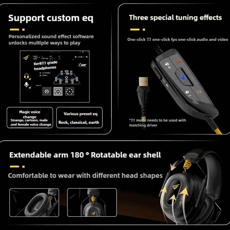 7.1 Gaming Headset for PC & Mobile – Surround Sound, Noise Cancelling, Black