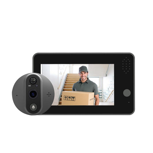 Smart WiFi Door Viewer – 1080P HD, 4.3'' Display, Wide-Angle Lens, PIR Motion Detection, Night Vision, Dingdong Photo – White