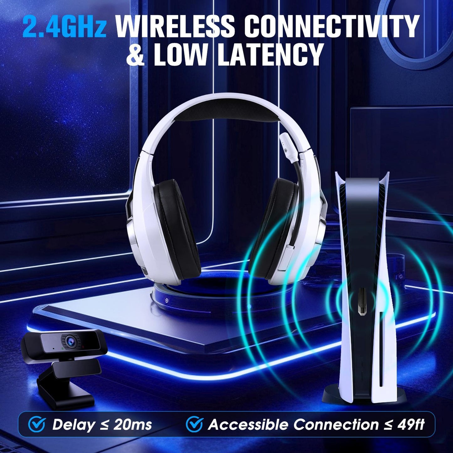 GS400 Tri-Mode Gaming Headset – Bluetooth / Wired / 2.4GHz, Noise Cancelling Mic, Multi-Platform Compatible