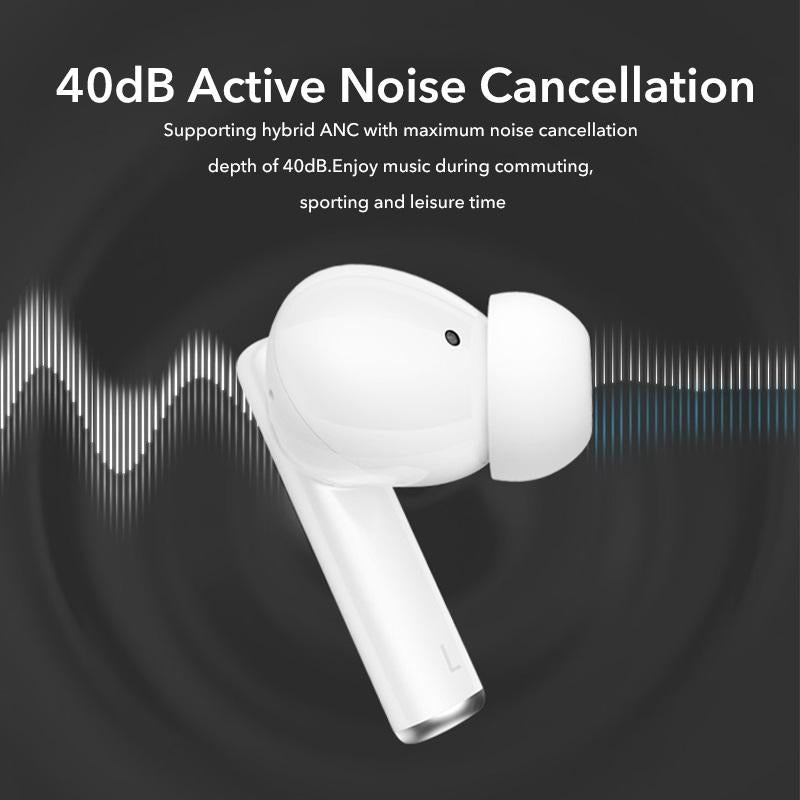 Waterproof Bluetooth Earbuds with Active Noise Reduction - Silver
