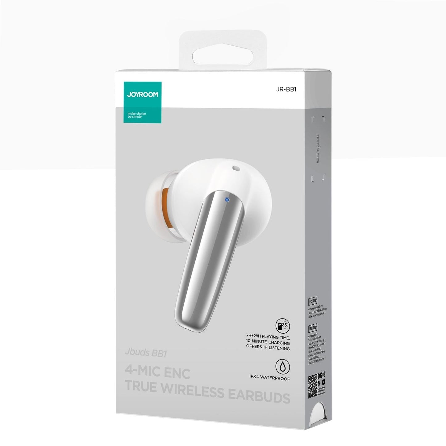 JR-BB1 True Wireless Bluetooth Earphones – Compact TWS Earbuds with Charging Case, Deep Bass & Touch Control – Black