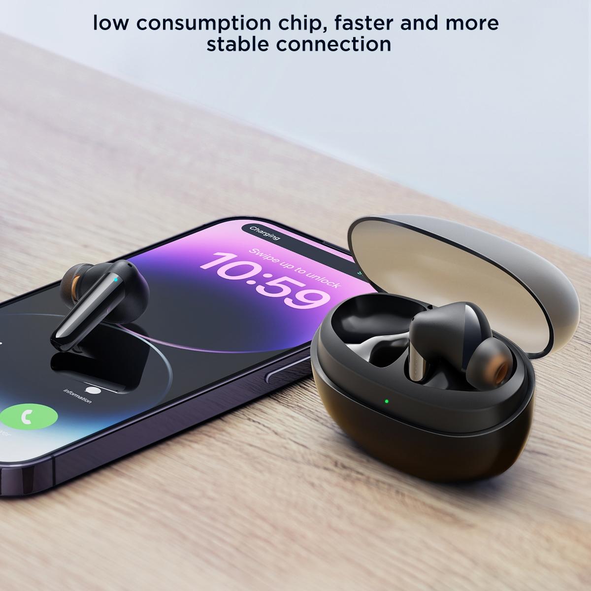 JR-BB1 True Wireless Bluetooth Earphones – Compact TWS Earbuds with Charging Case, Deep Bass & Touch Control – Black
