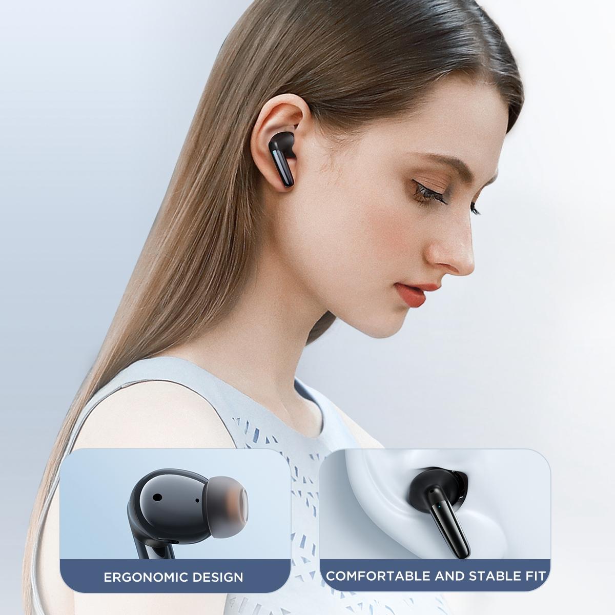 JR-BB1 True Wireless Bluetooth Earphones – Compact TWS Earbuds with Charging Case, Deep Bass & Touch Control – Black