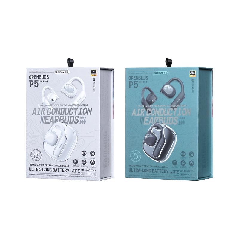 OpenBuds OWS Crystal Air Conduction Bluetooth Earphones – Open-Ear Design, White, Wireless