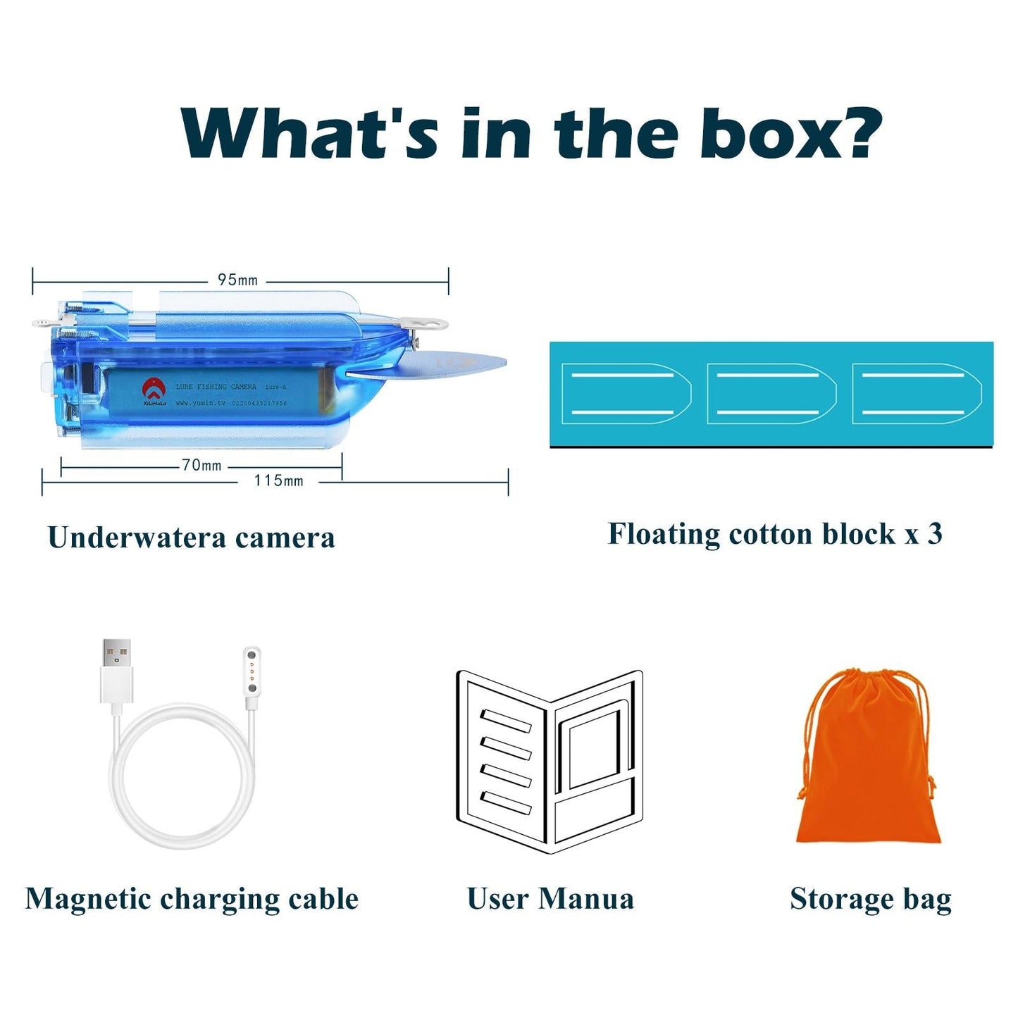 Wireless Underwater Fishing Camera – Loop Recording, Remote Control, HD Display – Waterproof Design – Blue
