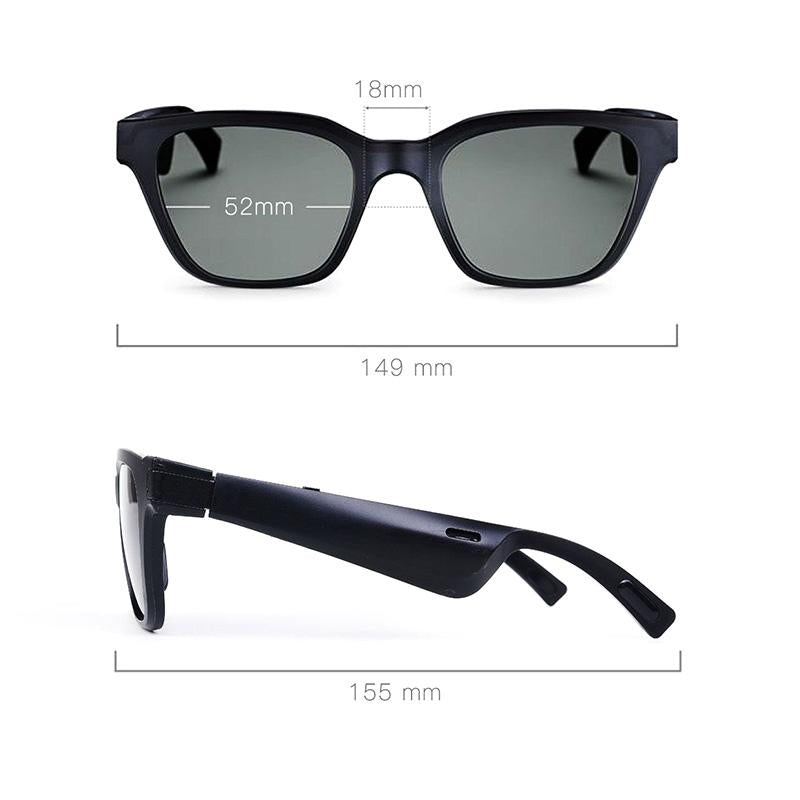 Waterproof Bluetooth Smart Glasses with Mini Binaural Earphones – Hands-Free Calls & Music – Black Sunglasses