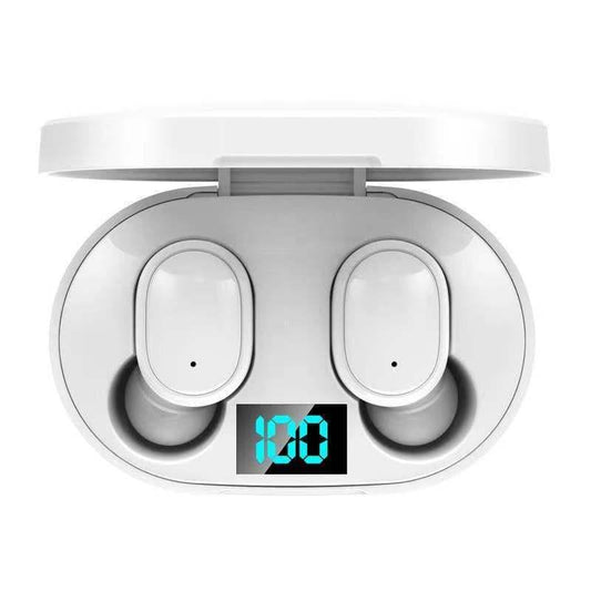 Wireless Bluetooth Earphones with E6S LED Display – TWS Stereo – White